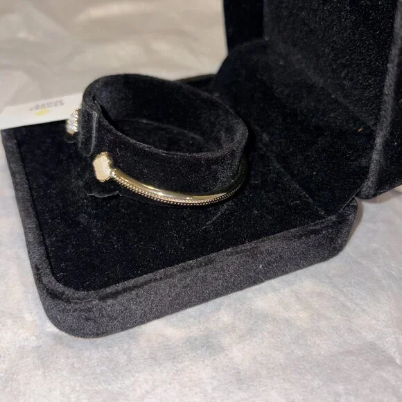 Kendra Scott Gold Cuff Bangle Bracelet SparklyWhite Drusy Stone - Picture 5 of 5